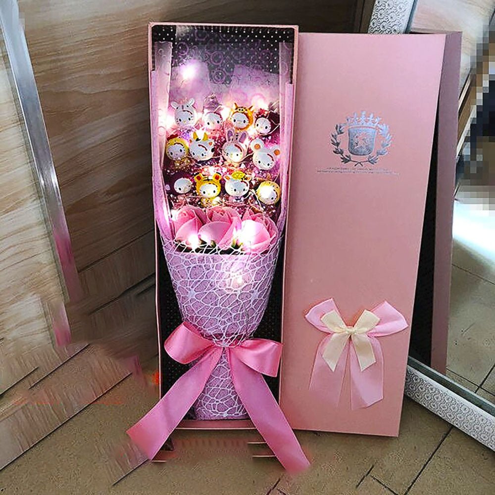 Hello Kitty Bouquet Led Light Bouquet Kawaii Plush Toys Stuffed Flower For Girl HK78 - Lusy Store LLC