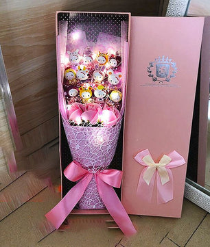 Hello Kitty Bouquet Led Light Bouquet Kawaii Plush Toys Stuffed Flower For Girl HK78 - Lusy Store LLC