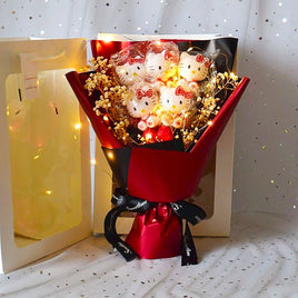 Hello Kitty Bouquet Led Light Bouquet Kawaii Plush Toys Stuffed Flower For Girl HK78-3 Bouquet 1