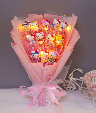 Hello Kitty Bouquet Led Light Bouquet Kawaii Plush Toys Stuffed Flower For Girl HK78-3 - Lusy Store LLC