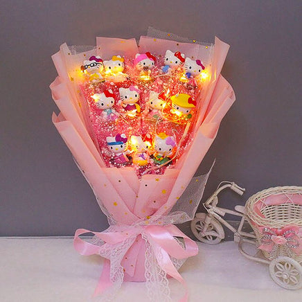 Hello Kitty Bouquet Led Light Bouquet Kawaii Plush Toys Stuffed Flower For Girl HK78-3 - Lusy Store LLC