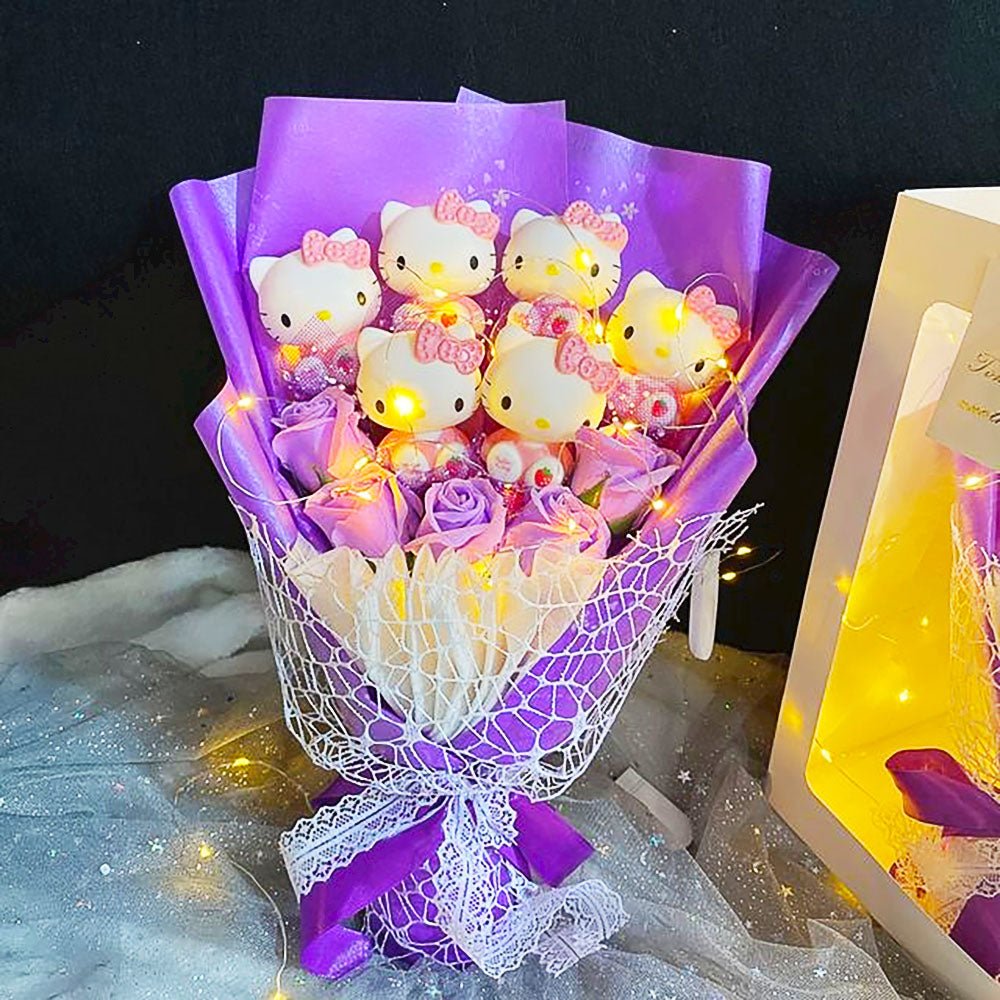 Hello Kitty Bouquet Led Light Bouquet Kawaii Plush Toys Stuffed Flower For Girl HK78-3 - Lusy Store LLC