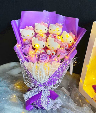 Hello Kitty Bouquet Led Light Bouquet Kawaii Plush Toys Stuffed Flower For Girl HK78-3 - Lusy Store LLC