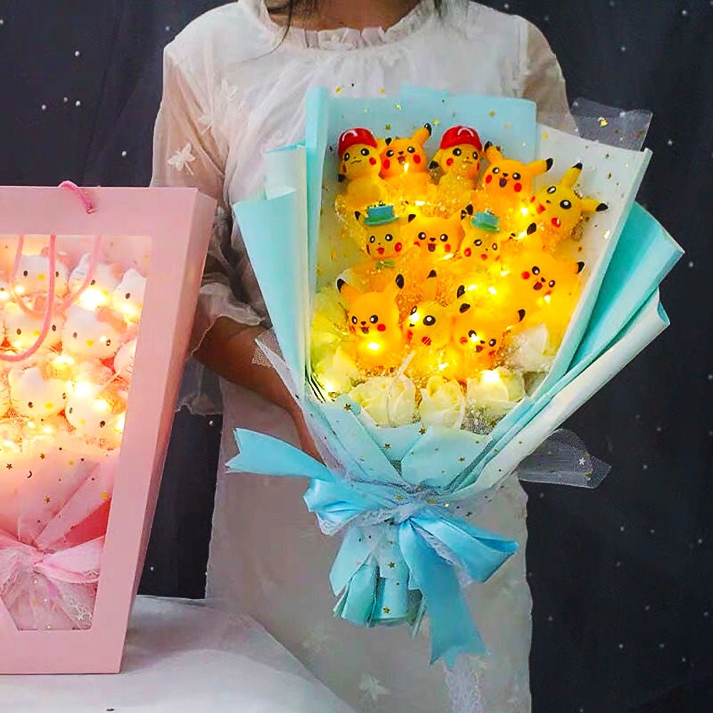 Hello Kitty Bouquet Led Light Bouquet Kawaii Plush Toys Stuffed Flower For Girl HK78-3 - Lusy Store LLC
