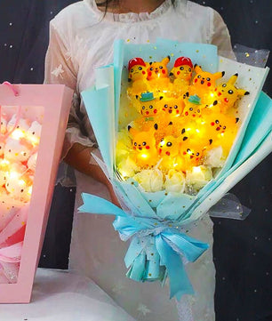 Hello Kitty Bouquet Led Light Bouquet Kawaii Plush Toys Stuffed Flower For Girl HK78-3 - Lusy Store LLC