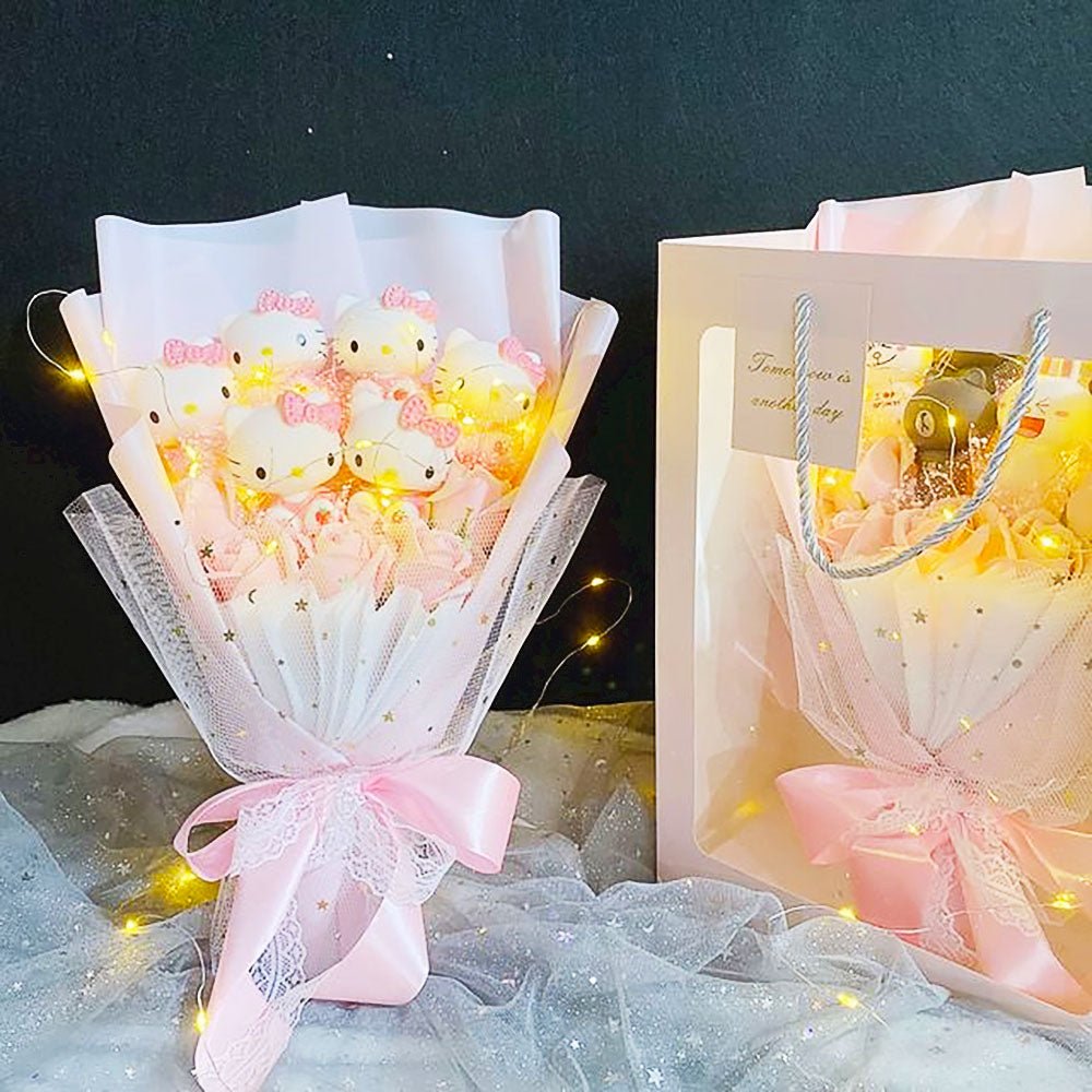 Hello Kitty Bouquet Led Light Bouquet Kawaii Plush Toys Stuffed Flower For Girl HK78-3 - Lusy Store LLC