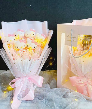 Hello Kitty Bouquet Led Light Bouquet Kawaii Plush Toys Stuffed Flower For Girl HK78-3 - Lusy Store LLC