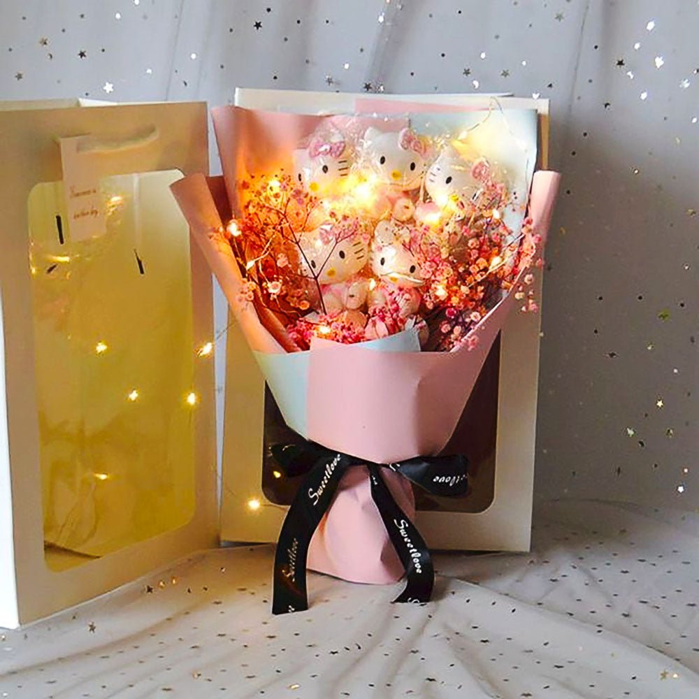 Hello Kitty Bouquet Led Light Bouquet Kawaii Plush Toys Stuffed Flower For Girl HK78-3 - Lusy Store LLC