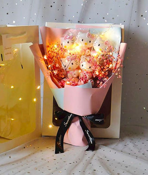 Hello Kitty Bouquet Led Light Bouquet Kawaii Plush Toys Stuffed Flower For Girl HK78-3 - Lusy Store LLC