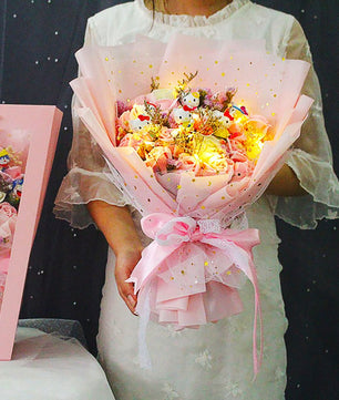 Hello Kitty Bouquet Led Light Bouquet Kawaii Plush Toys Stuffed Flower For Girl HK78-3 - Lusy Store LLC