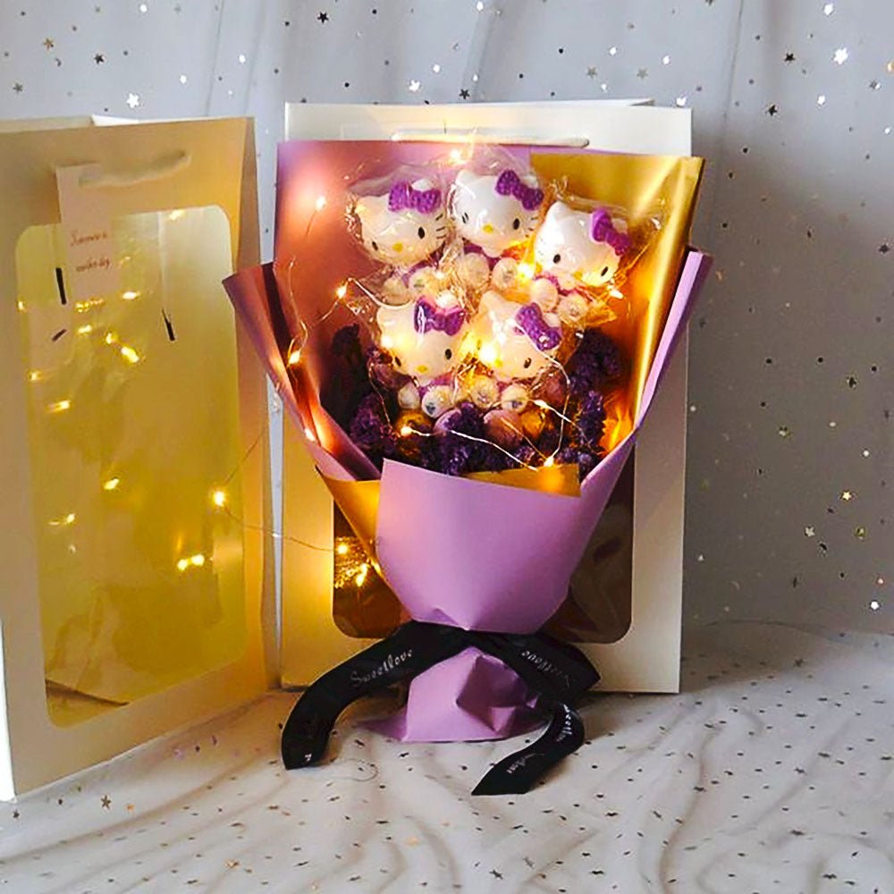 Hello Kitty Bouquet Led Light Bouquet Kawaii Plush Toys Stuffed Flower For Girl HK78-3 - Lusy Store LLC