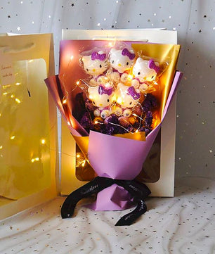 Hello Kitty Bouquet Led Light Bouquet Kawaii Plush Toys Stuffed Flower For Girl HK78-3 - Lusy Store LLC