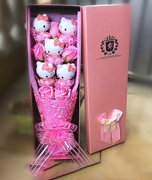 Hello Kitty Bouquet Led Light Bouquet Kawaii Plush Toys Stuffed Flower For Girl HK78 - Lusy Store LLC