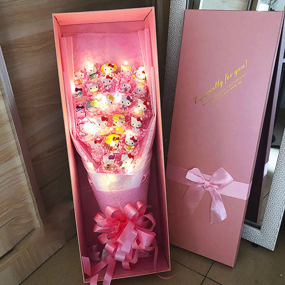 Hello Kitty Bouquet Led Light Bouquet Kawaii Plush Toys Stuffed Flower For Girl HK78 - Lusy Store LLC