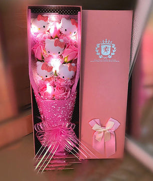 Hello Kitty Bouquet Led Light Bouquet Kawaii Plush Toys Stuffed Flower For Girl HK78 - Lusy Store LLC