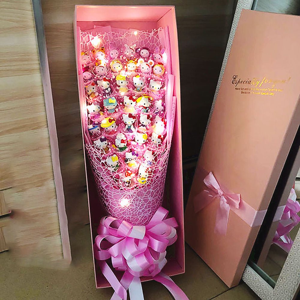 Hello Kitty Bouquet Led Light Bouquet Kawaii Plush Toys Stuffed Flower For Girl HK78 - Lusy Store LLC