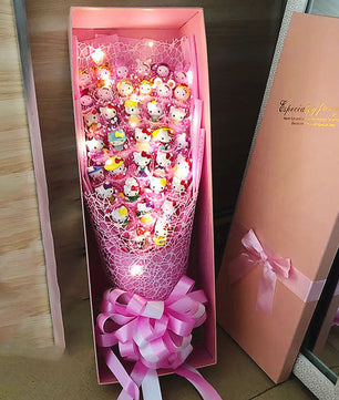 Hello Kitty Bouquet Led Light Bouquet Kawaii Plush Toys Stuffed Flower For Girl HK78 - Lusy Store LLC