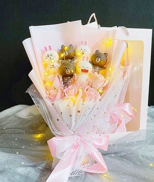 Hello Kitty Bouquet Led Light Bouquet My Melody Cinnamoroll Kuromi Kawaii Plush Toys Stuffed Flower For Girl HK78-2 - Lusy Store LLC
