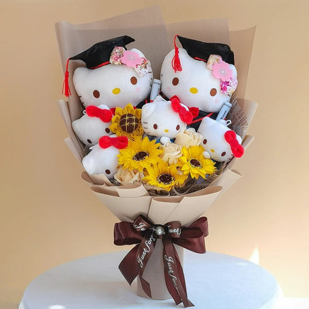 Hello Kitty Bouquet Sanrio Kawaii Plush Toy Soft Stuffed Graduation Birthday Gifts - Lusy Store LLC