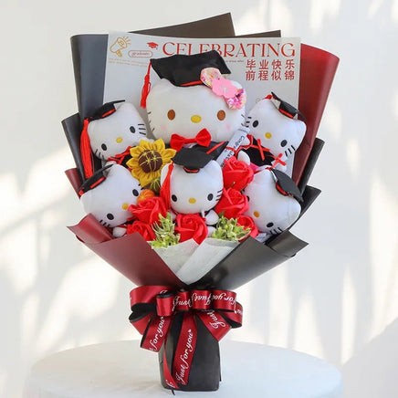 Hello Kitty Bouquet Sanrio Kawaii Plush Toy Soft Stuffed Graduation Birthday Gifts - Lusy Store LLC