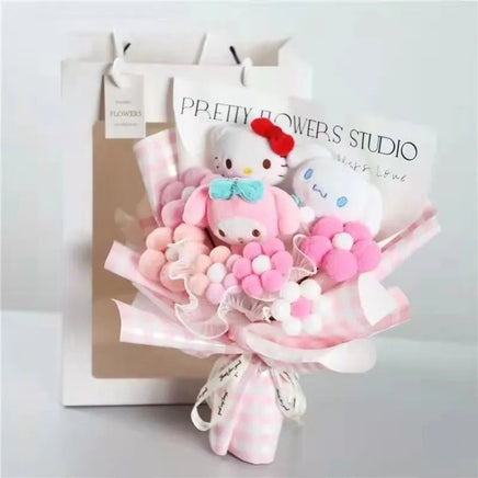 Hello Kitty Bouquet Sanrio Kawaii Plush Toy Soft Stuffed Graduation Birthday Gifts - Lusy Store LLC