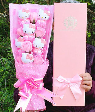Hello Kitty Bouquet Sanrio Plush Stuffed Cute Soap Flower Gift Box HK79-2 - Lusy Store LLC