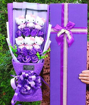 Hello Kitty Bouquet Sanrio Plush Stuffed Cute Soap Flower Gift Box HK79-2 - Lusy Store LLC