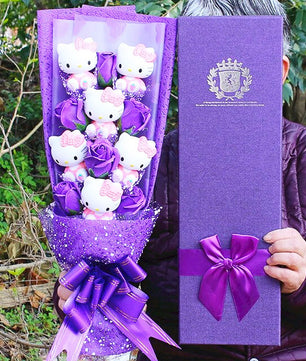 Hello Kitty Bouquet Sanrio Plush Stuffed Cute Soap Flower Gift Box HK79-2 - Lusy Store LLC
