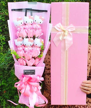Hello Kitty Bouquet Sanrio Plush Stuffed Cute Soap Flower Gift Box HK79-2 - Lusy Store LLC