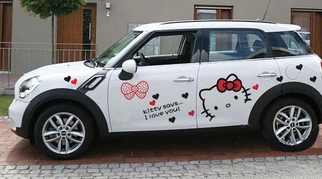 Hello kitty canopy car sticker cartoon cute pull head cover body decoration car sticker - Lusy Store