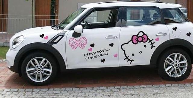 Hello kitty canopy car sticker cartoon cute pull head cover body decoration car sticker - Lusy Store