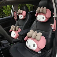 Hello Kitty Car Pillow Sanrio Kawaii Melody Neck Headrest Pillow Car Accessories Waist Safety Belt Shoulder Protection - Lusy Store LLC