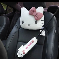 Hello Kitty Car Pillow Sanrio Kawaii Melody Neck Headrest Pillow Car Accessories Waist Safety Belt Shoulder Protection - Lusy Store LLC