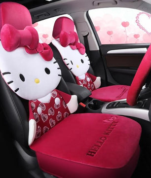 Hello kitty car seat cover warm plush car cushion set in winter auto-covers accessories universal for all cars styling - Lusy Store