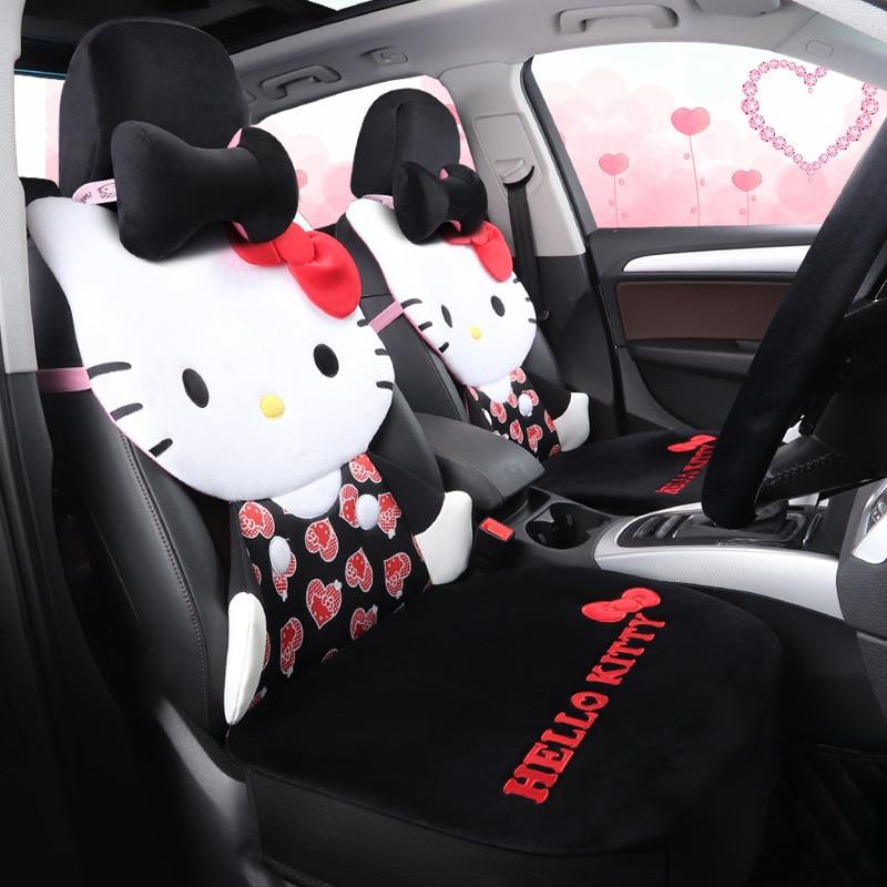 Hello kitty car seat cover warm plush car cushion set in winter auto-covers accessories universal for all cars styling - Lusy Store
