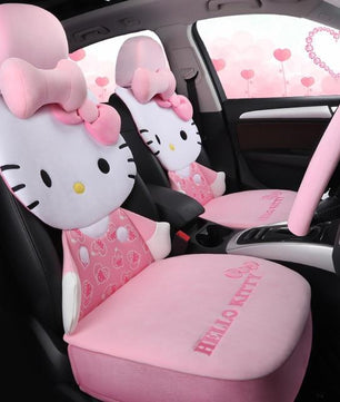 Hello kitty car seat cover warm plush car cushion set in winter auto-covers accessories universal for all cars styling - Lusy Store