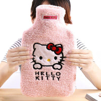 Hello kitty cartoon pink rubber hot water bottle water bag liner plush toys kids hand warmer Pink
