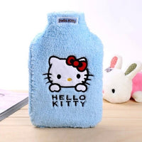 Hello kitty cartoon pink rubber hot water bottle water bag liner plush toys kids hand warmer Sky Blue