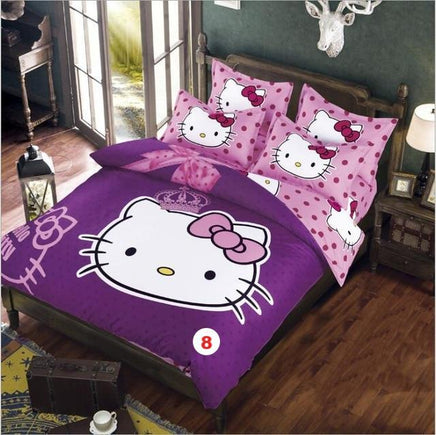 Hello Kitty cat Duvet Cover Sets Soft Polyester Bed Linen Flat Bed Sheet - Lusy Store