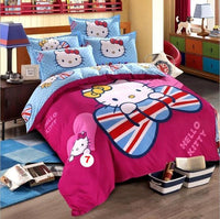 Hello Kitty cat Duvet Cover Sets Soft Polyester Bed Linen Flat Bed Sheet - Lusy Store