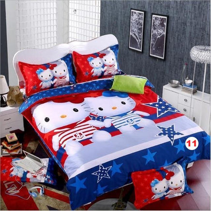 Hello Kitty cat Duvet Cover Sets Soft Polyester Bed Linen Flat Bed Sheet - Lusy Store