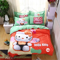 Hello Kitty cat Duvet Cover Sets Soft Polyester Bed Linen Flat Bed Sheet - Lusy Store