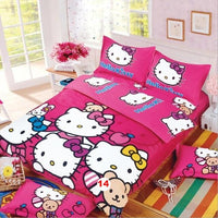 Hello Kitty cat Duvet Cover Sets Soft Polyester Bed Linen Flat Bed Sheet - Lusy Store