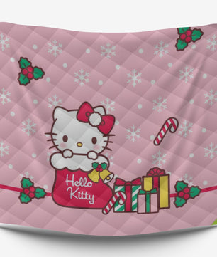 Hello Kitty Christmas Bedding Set for a Joyful Season Pink Quilted - Lusy Store LLC