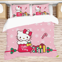 Hello Kitty Christmas Bedding Set for a Joyful Season Pink Quilted - Lusy Store LLC