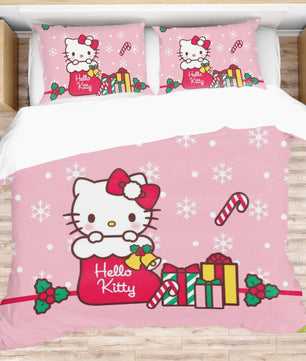 Hello Kitty Christmas Bedding Set for a Joyful Season Pink Quilted - Lusy Store LLC