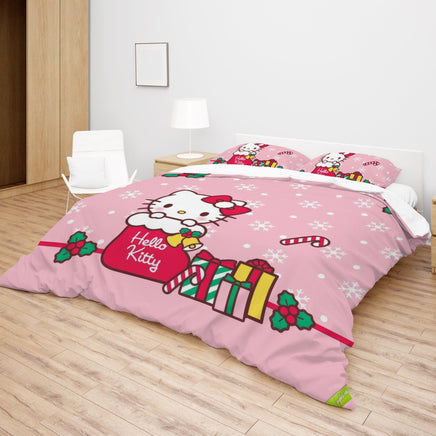 Hello Kitty Christmas Bedding Set for a Joyful Season Pink Quilted - Lusy Store LLC