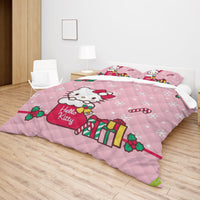 Hello Kitty Christmas Bedding Set for a Joyful Season Pink Quilted - Lusy Store LLC