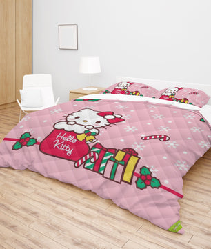 Hello Kitty Christmas Bedding Set for a Joyful Season Pink Quilted - Lusy Store LLC
