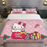 Hello Kitty Christmas Bedding Set for a Joyful Season Pink Quilted - Lusy Store LLC